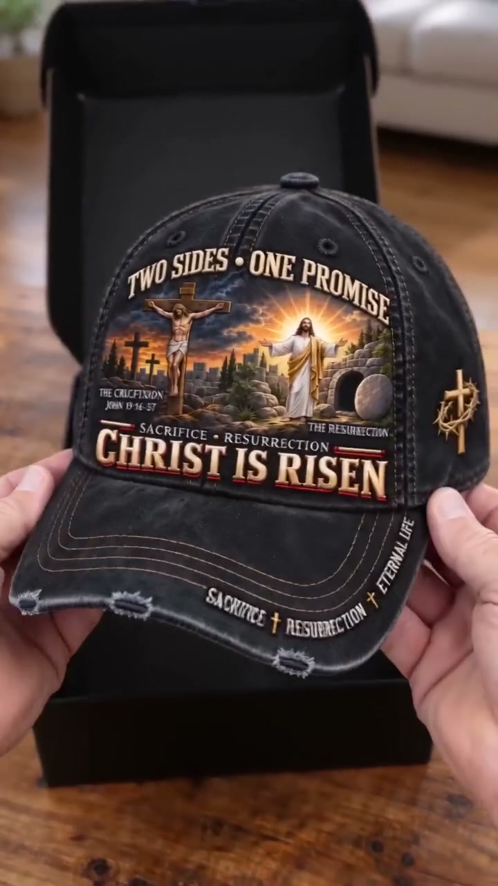 Christ Is Risen Two Sides One Promise Baseball Cap (100% Cotton)