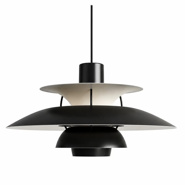 Pendelleuchte – Dekorative, moderne, farbenfrohe Metallleuchte für das Wohnzimmer Reines Schwarz-Durchmesser 50 cm x Höhe 33 cm-WARMES WEISS