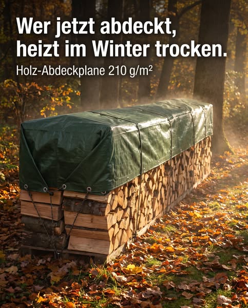 Holz-Abdeckplane 210 g/m² – Brennholz trocken durch den Winter