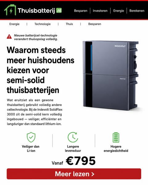 Nieuwe batterijcel-technologie verandert thuisopslag volledig.