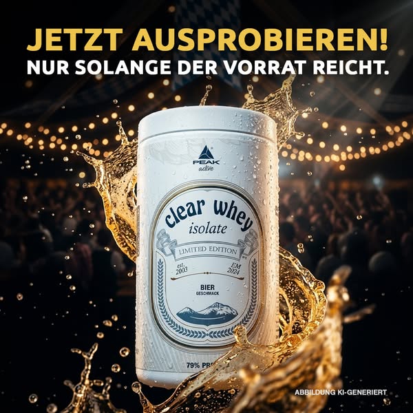 Limited Edition Bier Whey Protein Isolat, PEAK, Authentischer Biergeschmack, Unterstützt Muskelaufbau, 450g, Low Carb, Laktosefrei