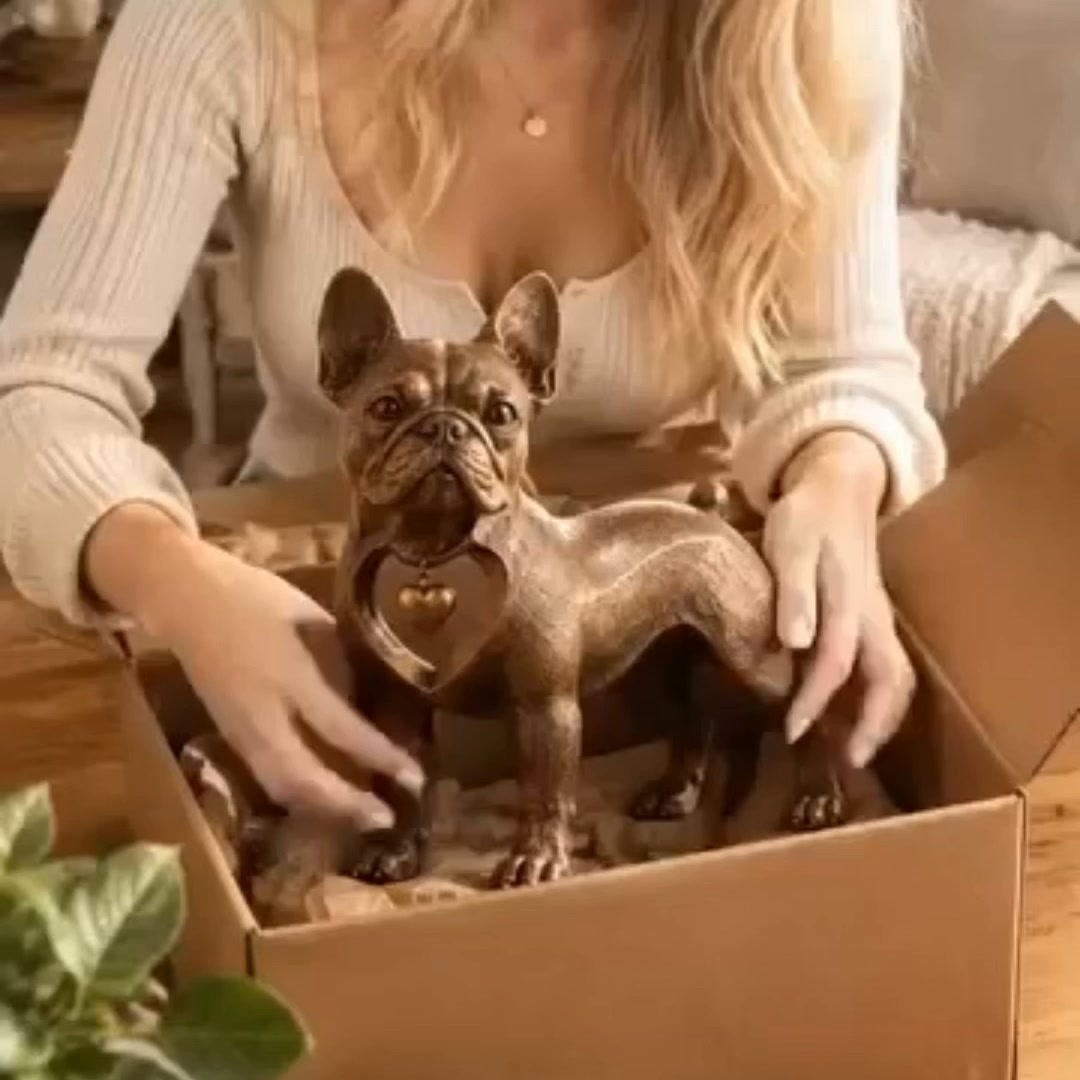 Sculpture de Bouledogue Français de style rétro classique – Un véritable coup de cœur