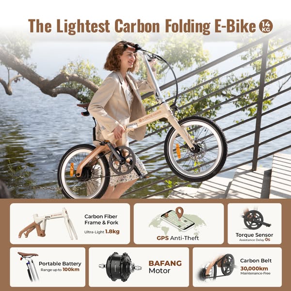 The Lightest Carbon Folding E-Bike (14kg)