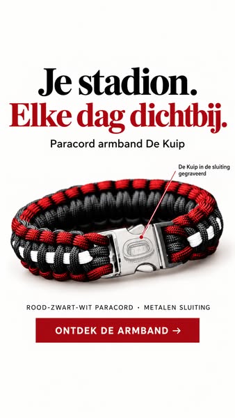 Paracord Armband stadion Rotterdam Zwart/Rood/Wit - Stoer Bracelets