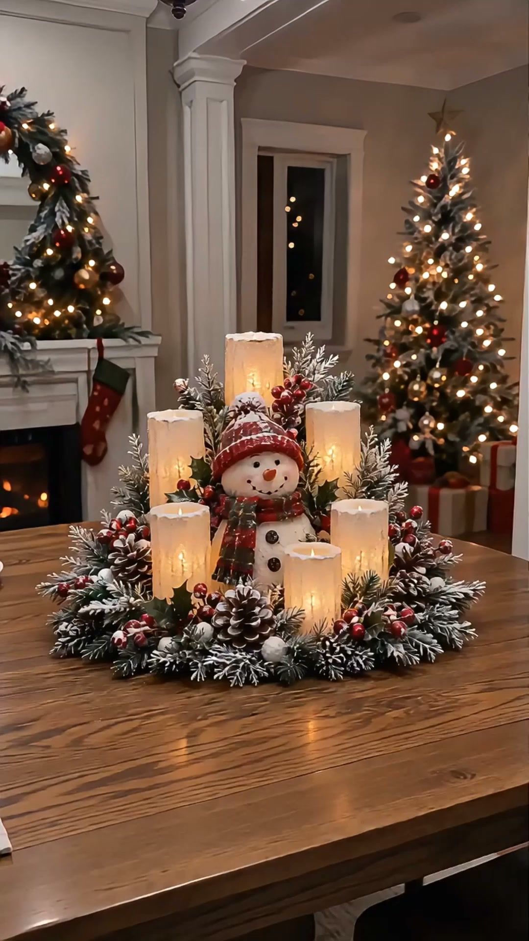 Centre de table de Noël lumineux avec bougie sans flamme
