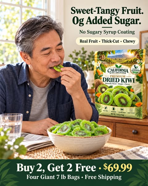 California-Grown Dried Green Kiwi — A Bright, Chewy Fruit Snack for Active Living