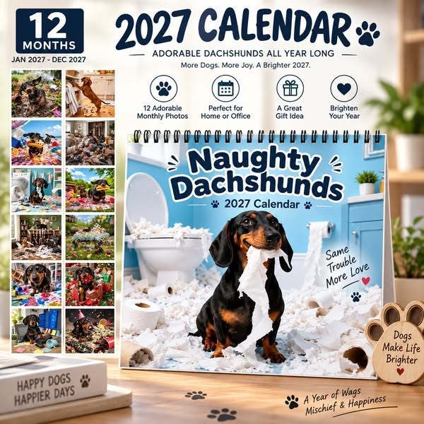 Naughty Dachshunds 2027 Wall Calendar – 12 Months of Mischief, Mayhem & Sausage Dog Smiles