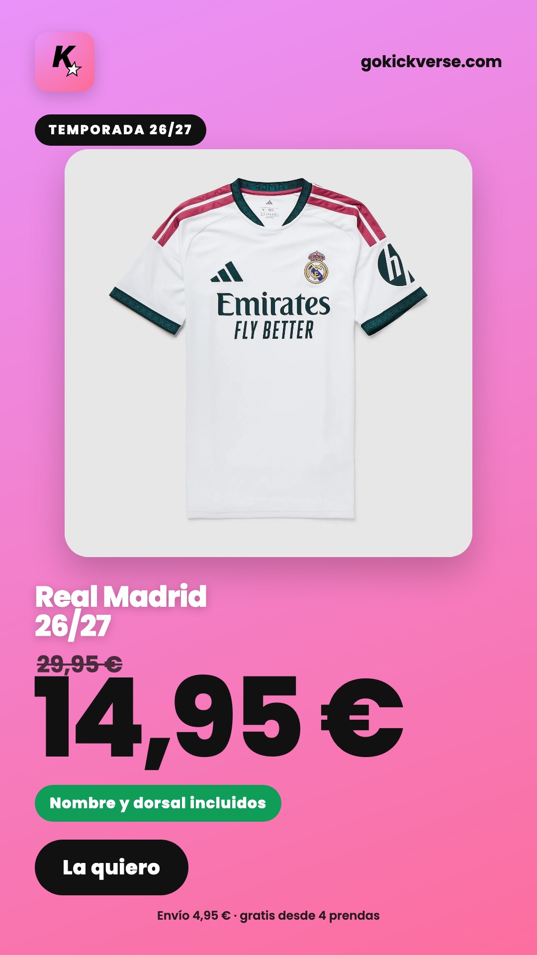 Real Madrid 26/27 a 14,95 €