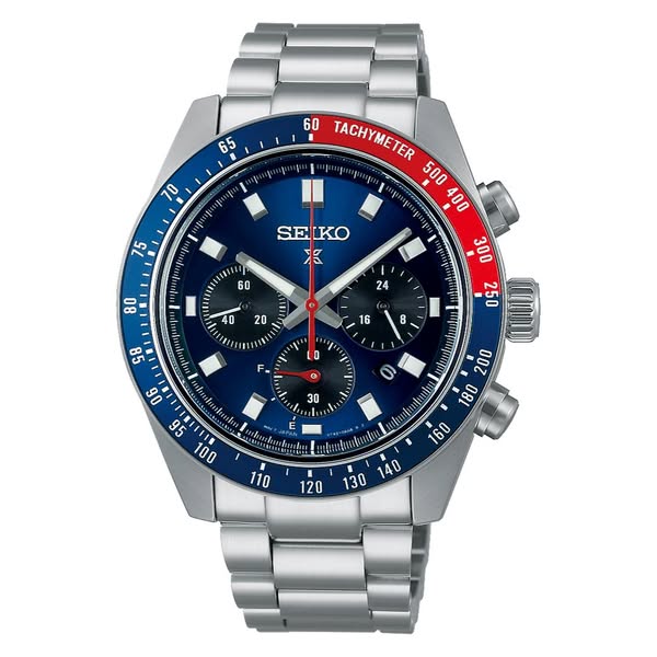 Seiko Prospex Speedtimer Solar Chronograph Blue Dial Silver Steel Strap Watch for Men - SSC913