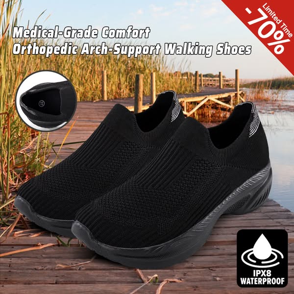 (Medical Certification)Men's Orthopedic Support Slip-on Shoes for Plantar Fasciitis, Anti-Sprain Walking Sneakers