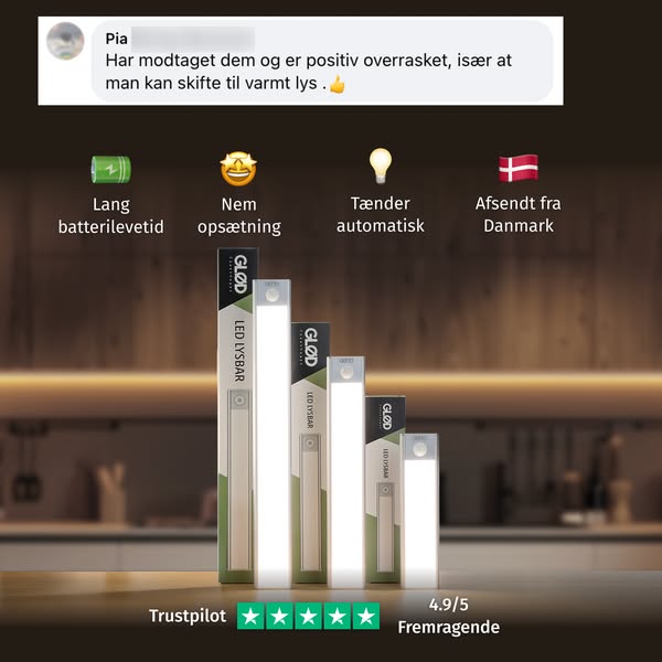 Nem at montere. Ingen ledninger. Intet værktøj. Bare godt lys.