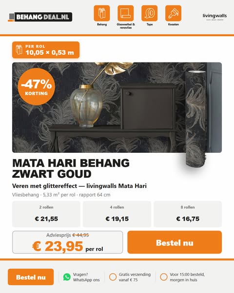 Mata Hari veren behang – € 4,50 per m²