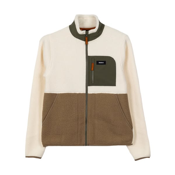 Bolster Fleece Full Zip Jacket Womens - Ecru/Buckwheat/Olive
