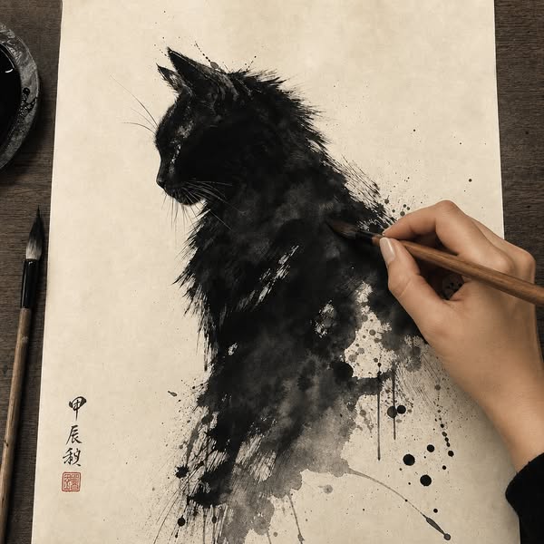 Learn The Ancient Japanese Art Of Painting Ink Cats
