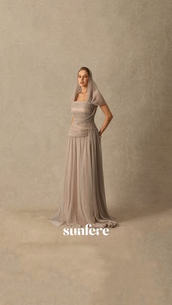 Khaki Pleated Draped Strapless Maxi Dress
