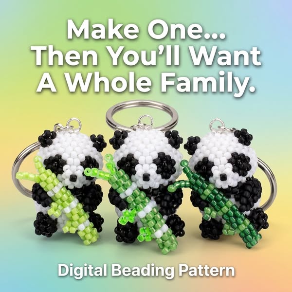 3D Beaded Panda with Bamboo — Beading Pattern