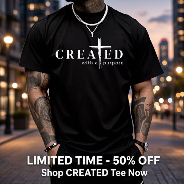 Men's Black "Created With a Purpose" Cross T-Shirt