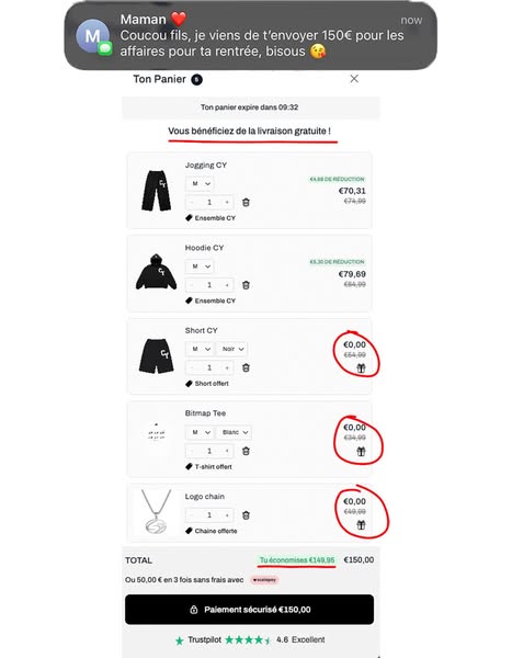En plus la livraison est offerte