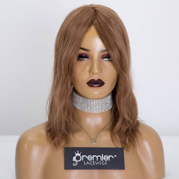 Mono Top Wigs Mulberry Brown Color Brazilian Virgin Human Hair 12"