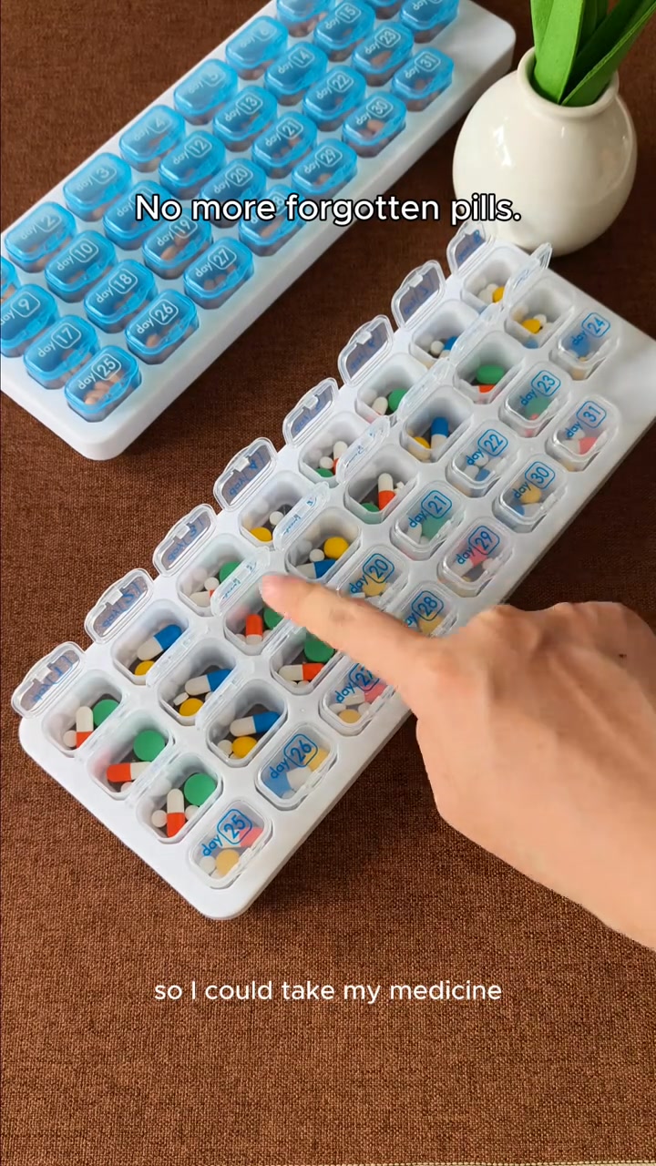 31 Days Pill Box-Monthly Pill Organizer-Arthritis-Friendly Easy-Open Lids