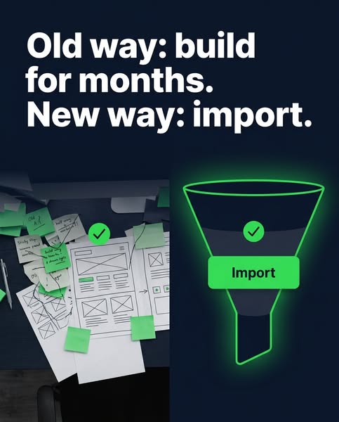 Old way: build for months. New way: import.