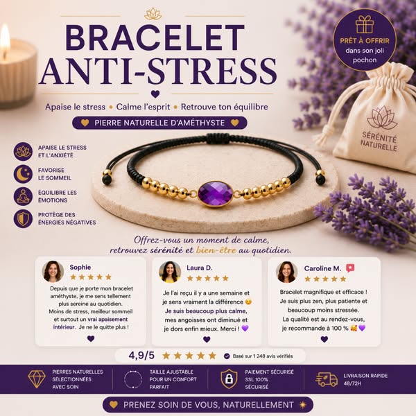 Bracelet Anti-Stress Améthyste