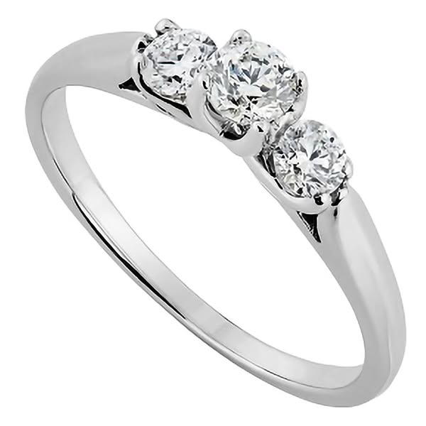 Platinum 0.50 carat diamond three stone ring Ladies Size: K