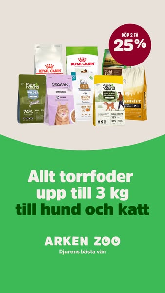 25% på småpåsar torrfoder