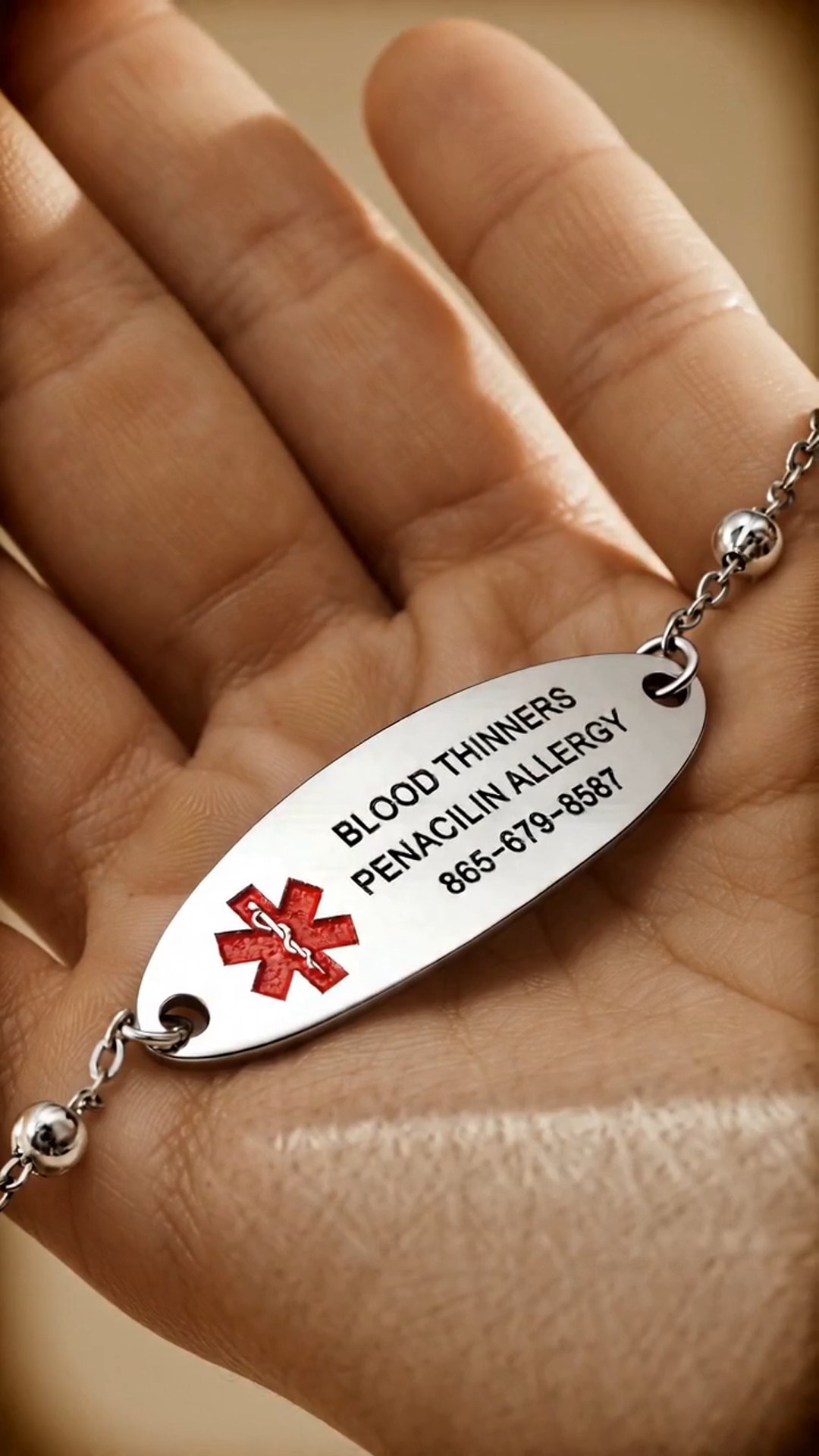 Personalized Engraved Medical Alert Adjustable Bracelet, Stainless Steel Medical ID Emergency Contact Bracelet for Women, Gift for Mom/Wife/