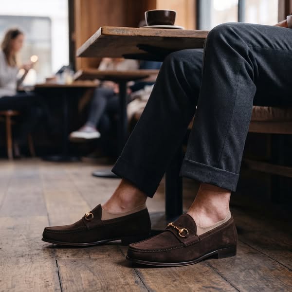 Brown Suede Horsebit Loafers