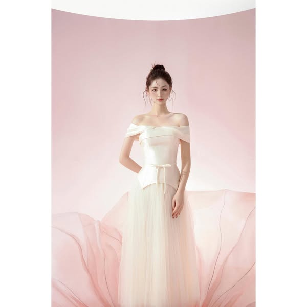 Agnes Gathered Off-Shoulder Mesh Midi Dress