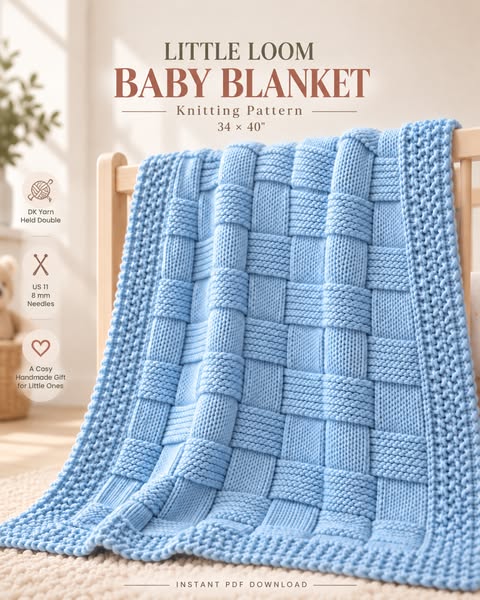 Little Loom Baby Blanket Knitting Pattern