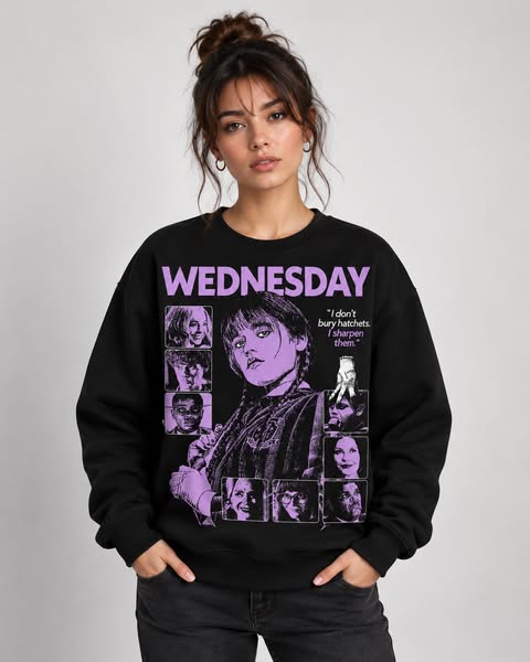Wednesday Purple Gothic Graphic Hoodie #1