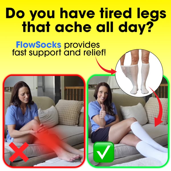 Tired of swollen, aching legs? FlowSocks™ offers the perfect solution with ease! 4.8/5