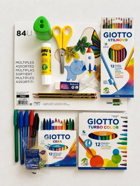 Kit Material Escolar 1.º Ciclo – Giotto, UHU, Pelikan, Liderpapel e St