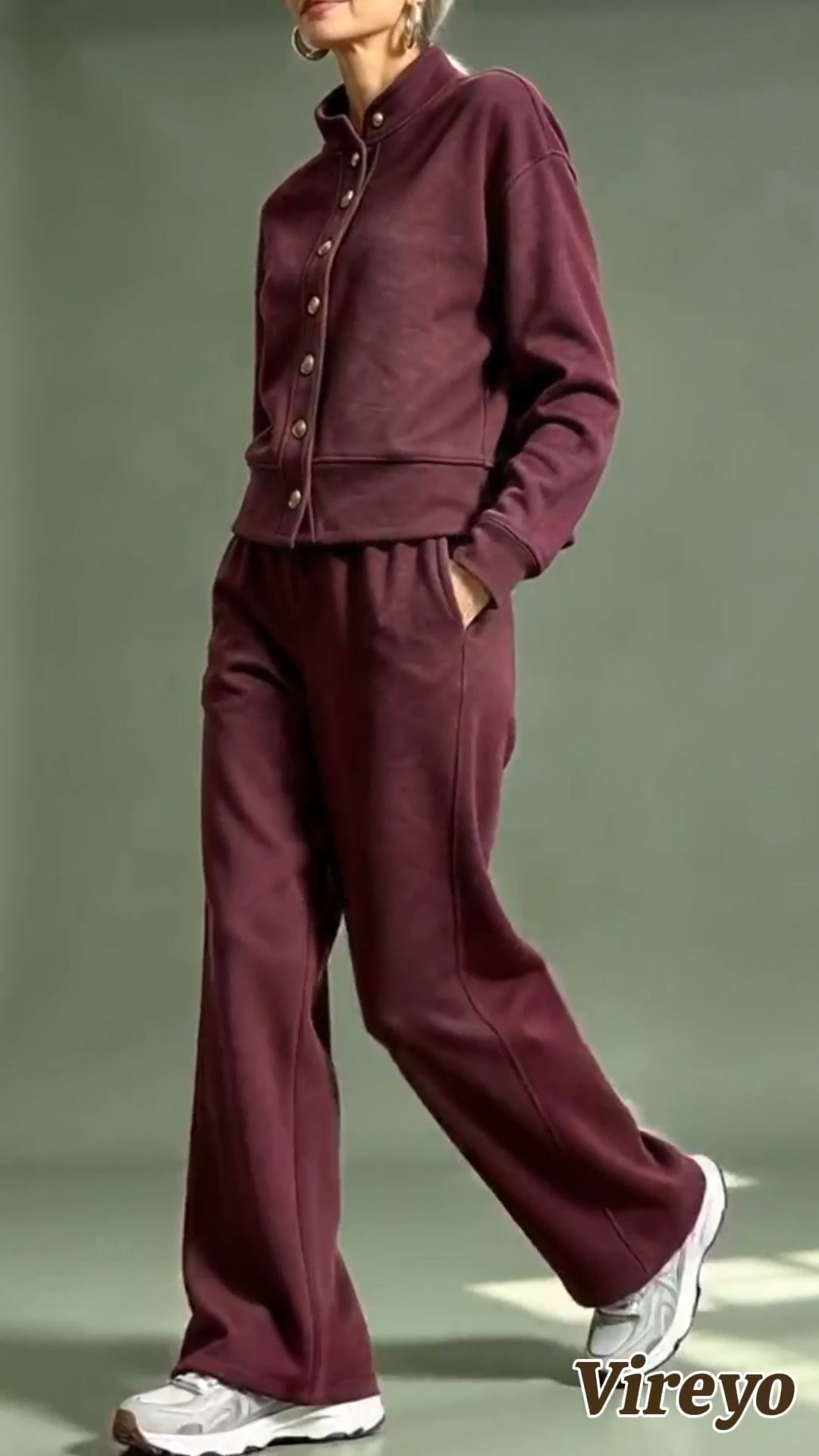 Button‑Up Crop Top Wide‑Leg Pant Set
