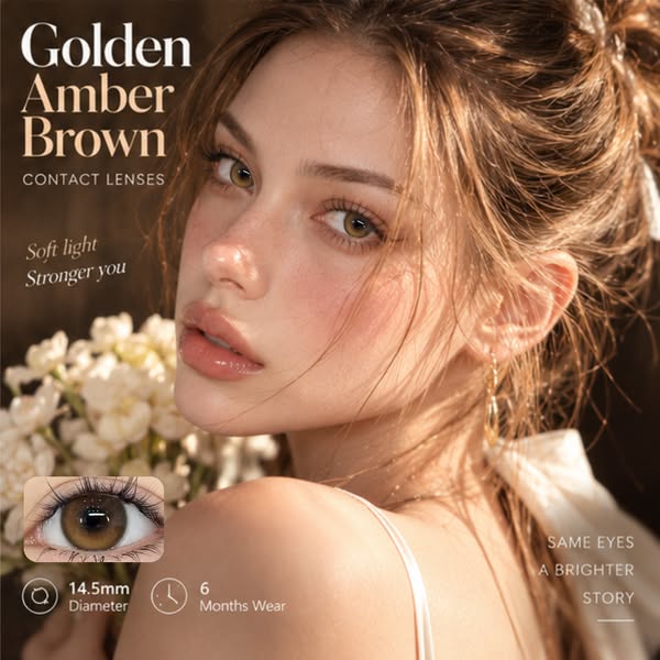 Golden Amber Brown 14.5mm Contact Lenses (6 months wear)