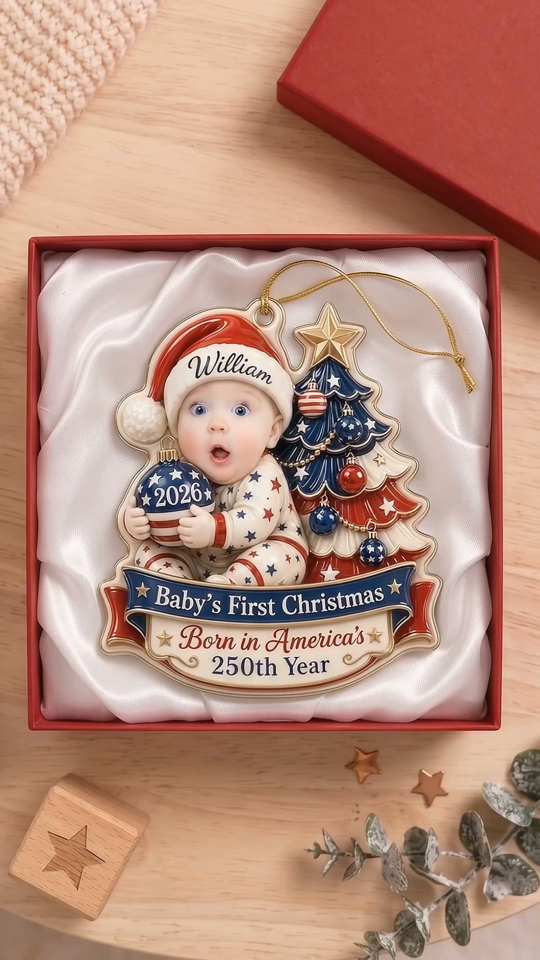 Baby's 1st Christmas Ornament, Patriotic Gift