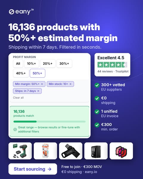 16,136 products with 50%+ estimated margin
