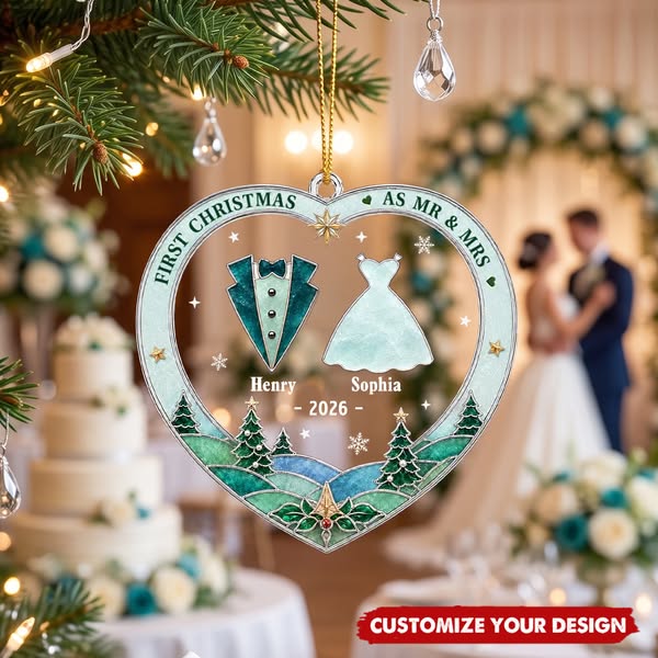 Custom First Christmas Acrylic Ornament - Personalized Anniversary Christmas Wedding Gifts