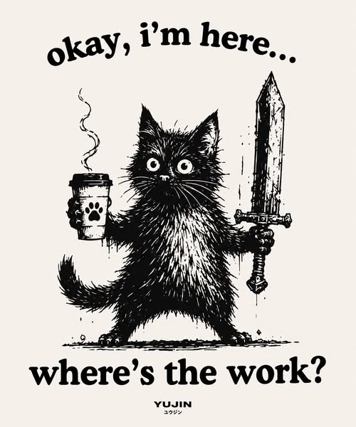 Ready For Work Cat T-Shirt – Cute Anime Cat Tee | Yūjin Clothing