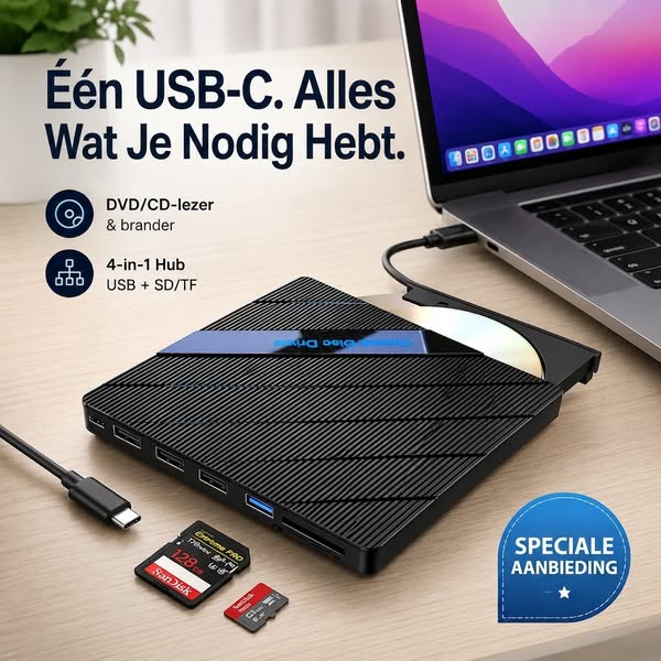 Voeg eenvoudig een dvd-speler en extra poorten toe