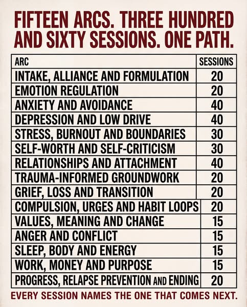 Session Arc — 360 Ready-to-Run Therapy Sessions (15 Clinical Arcs)