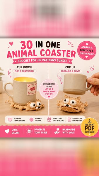 30 Cute Animal Coaster Patterns