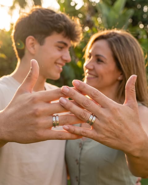 Anillos Madre e Hijo Vínculo Infinito | Pack 2x1 Ajustables Acero Inox