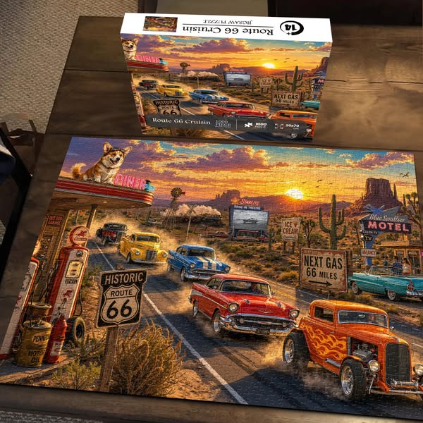 Route 66 Cruisin Jigsaw Puzzle 1000 Pieces