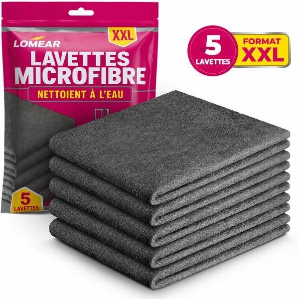 Lavettes microfibre LOMEAR (lot de 5)