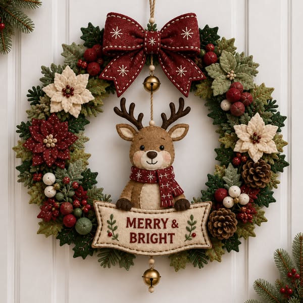 DIY Felt Christmas Wreath Kit — Create Your Own Holiday Door Decor