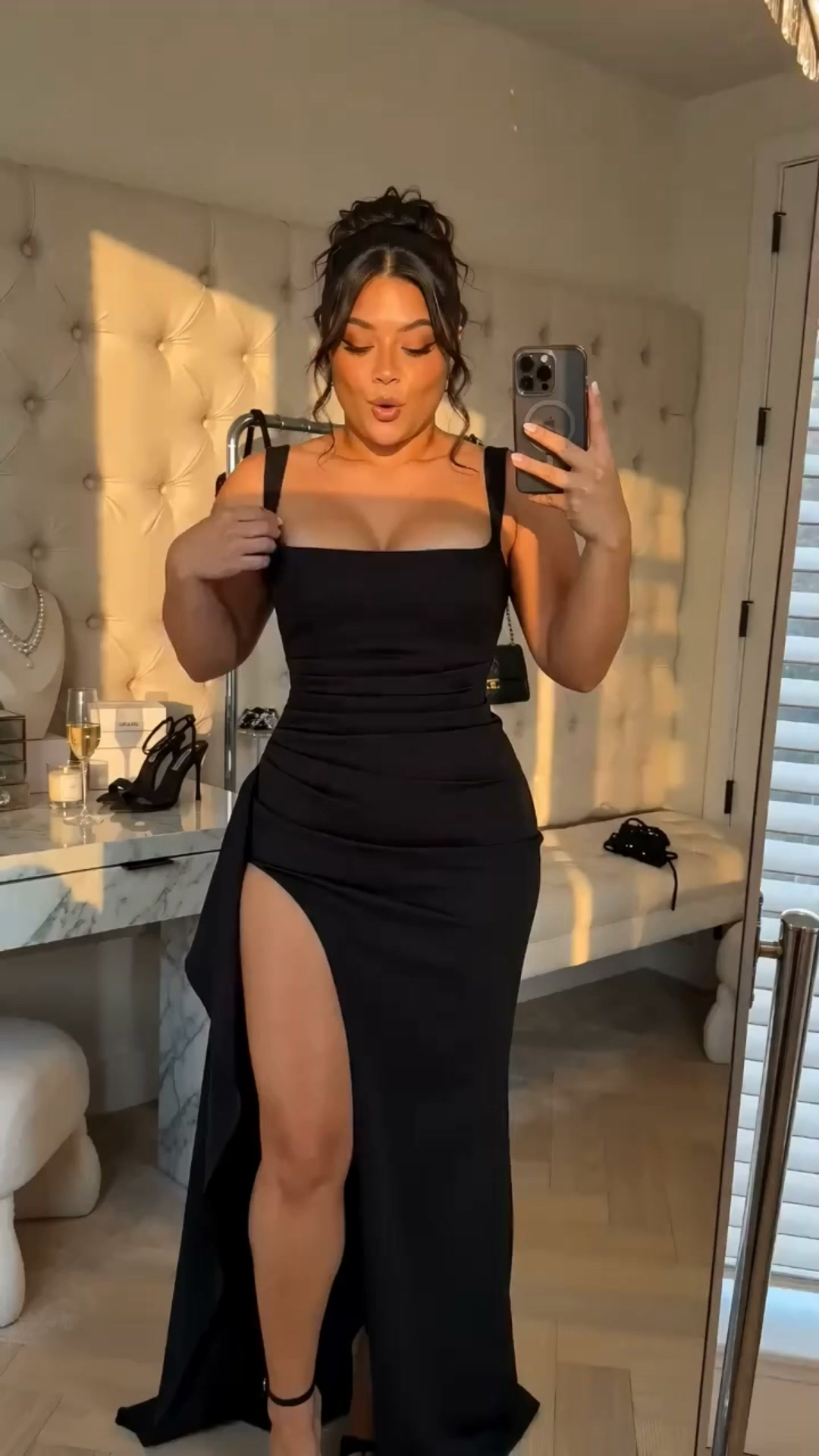 Dramatic High Slit Gown for Bold Entrances