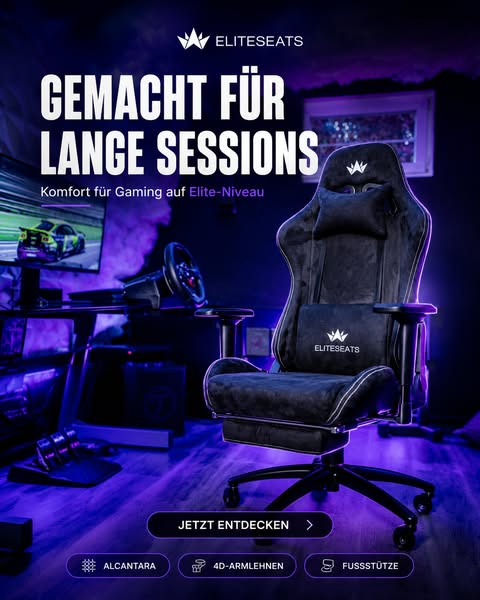 Schmerzfrei durch deine längste Session: Eliteseats Gamingstuhl